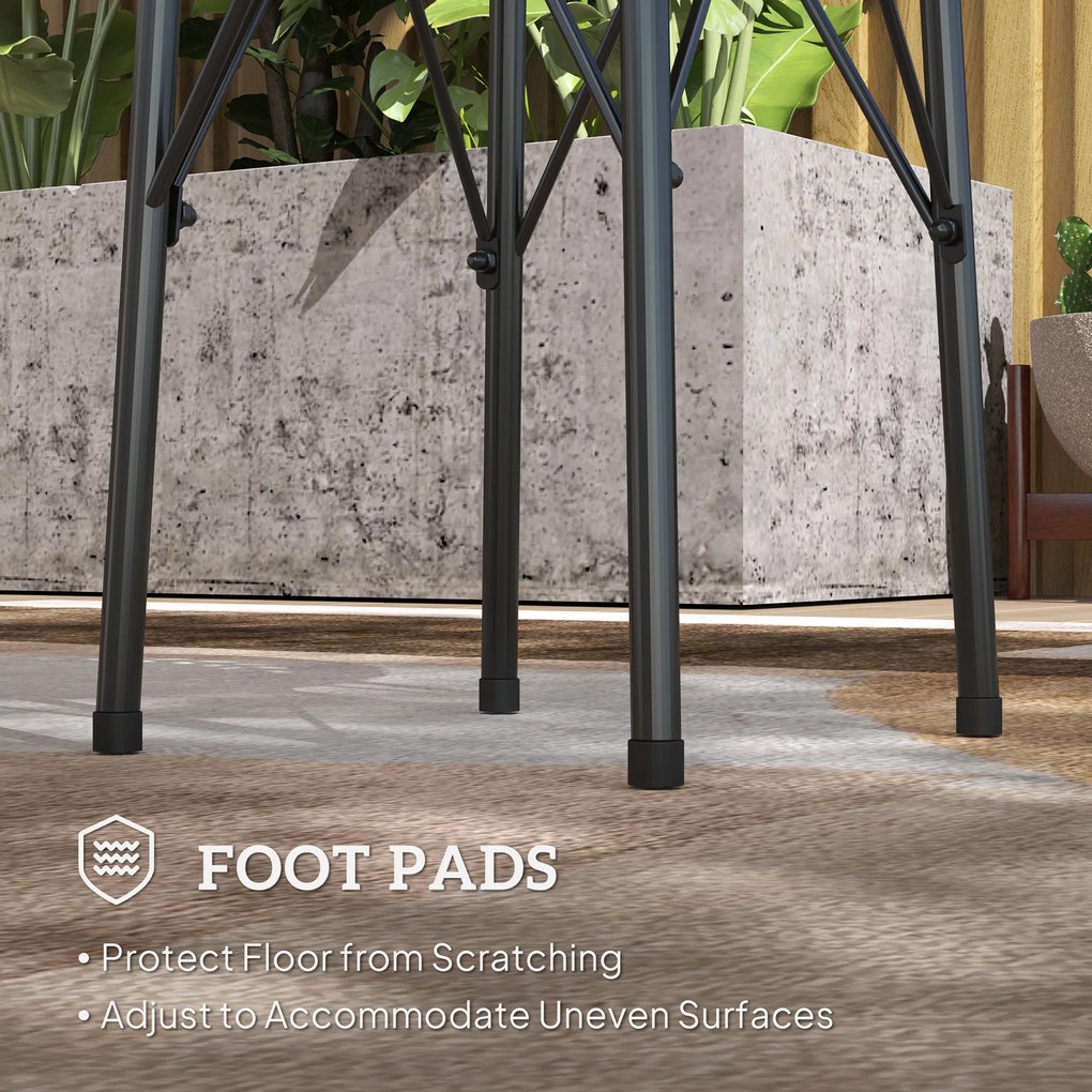 Stolik Ogrodowy Outsunny, Okrągły Stolik na Taras z Wzorem Kwiatowym, Stal, Stolik Bistro Do Wewnątrz i Na Zewnątrz, Czarny