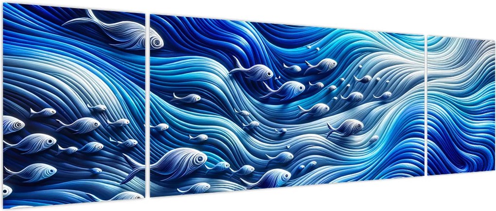 Obraz – Ryby w falach (170x50 cm)