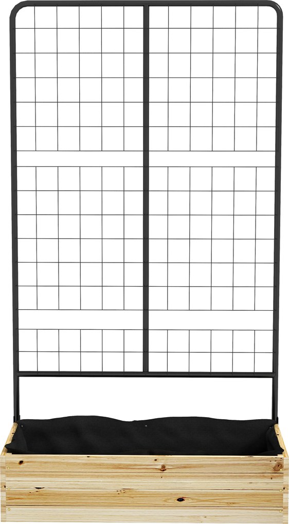 Outsunny Łóżko Ogrodowe Wysokie z Podporą Drewniana Skrzynia na Kwiaty Grządka Ziołowa Donica Naturalne Drewno 80x38x145cm | Aosom PL