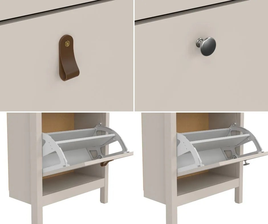 Wąska szafka na buty Madrid z 2 półkami, kaszmir mat