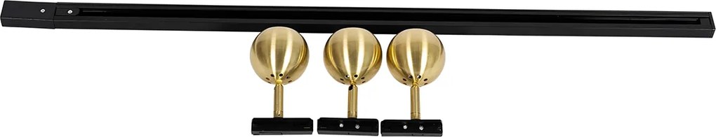 Nowoczesny system szynowy z 3 reflektorami złoty 1-fazowy - Iconic Gissi
