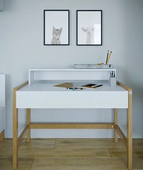 Biała minimalistyczna półka ścienna - Erno 4S