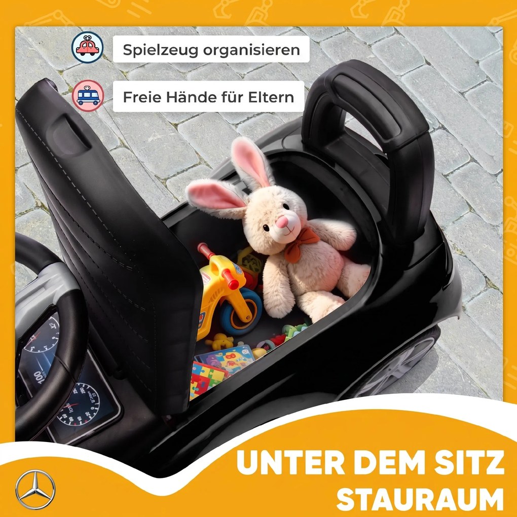 AIYAPLAY Mercedes-Benz C-Class jeździk z klaksonem, odgłosami silnika, schowkiem, dla dzieci 18-36 Monate, Schwarz | Aosom PL