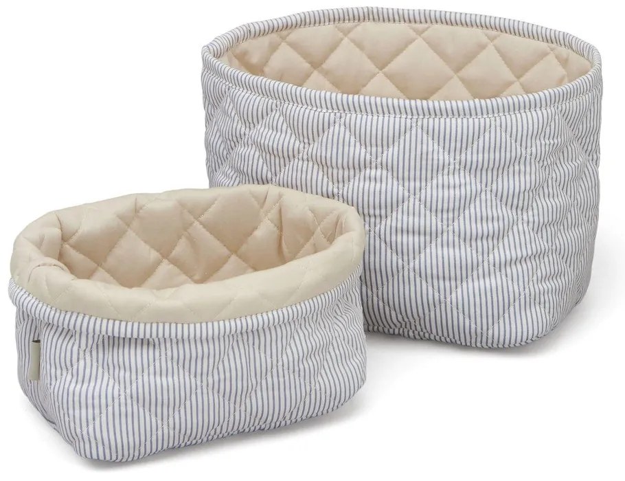 Jasnoniebieskie tekstylne dziecięce kosze na zabawki 2 szt. Classic Stripes Blue, Praline – Cam Cam Copenhagen
