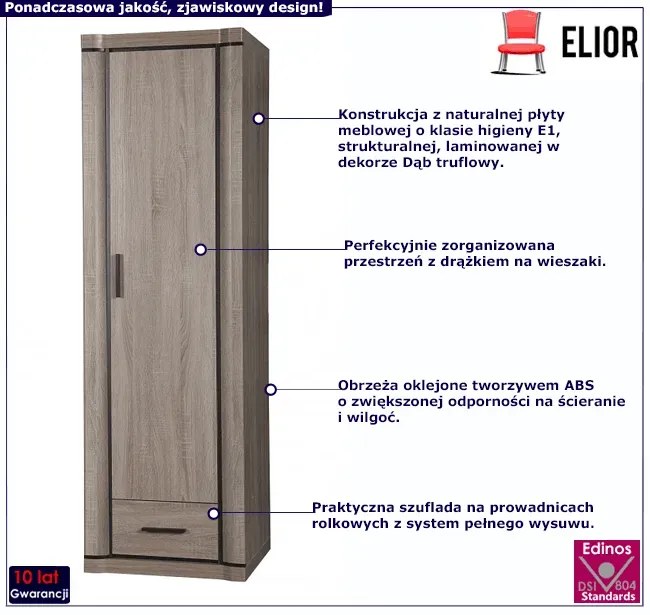 Szafa jednodrzwiowa dąb truflowy - Rectano 20X