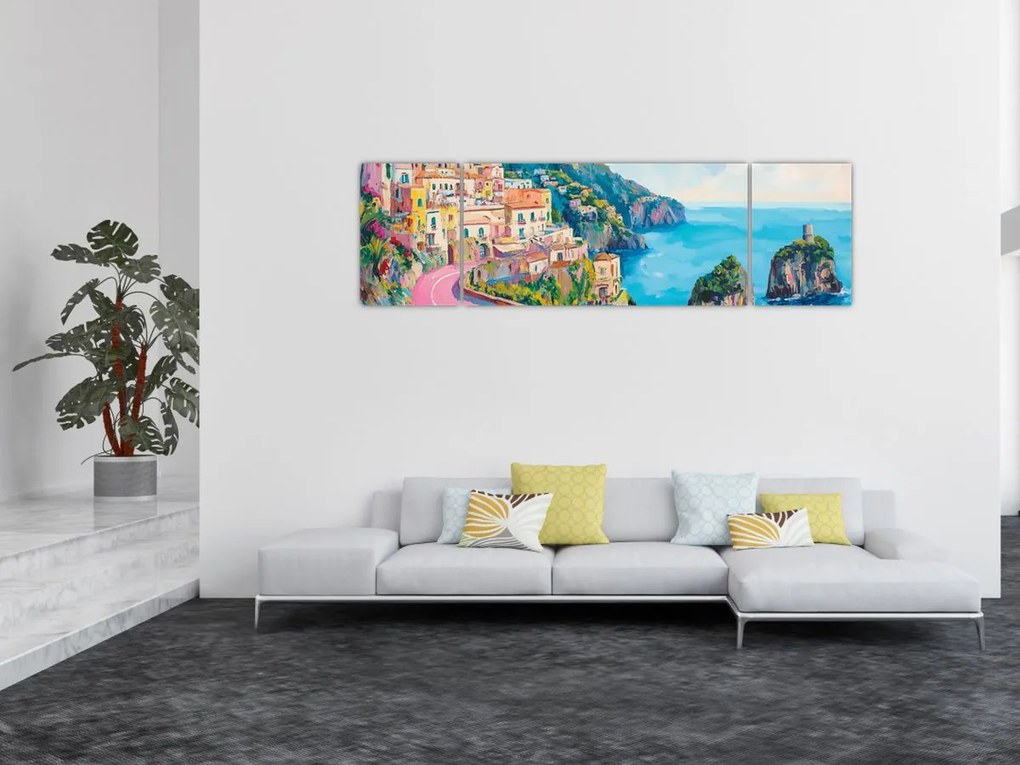 Obraz - Różowa droga przy wybrzeżu (170x50 cm)