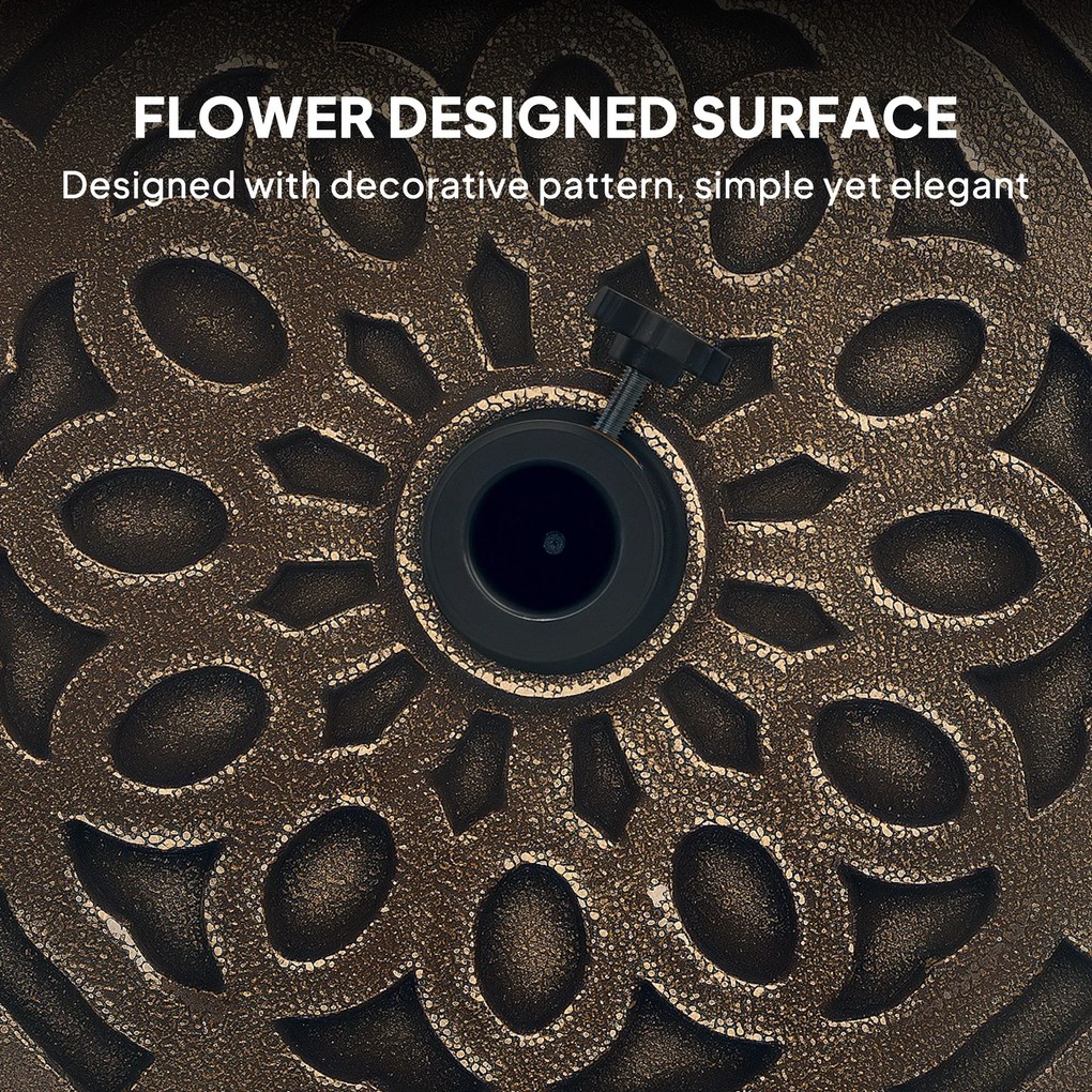 Outsunny Betonowa Podstawa do Parasola na Kółkach, Okrągły Stojak na Parasol 34/38/48mm