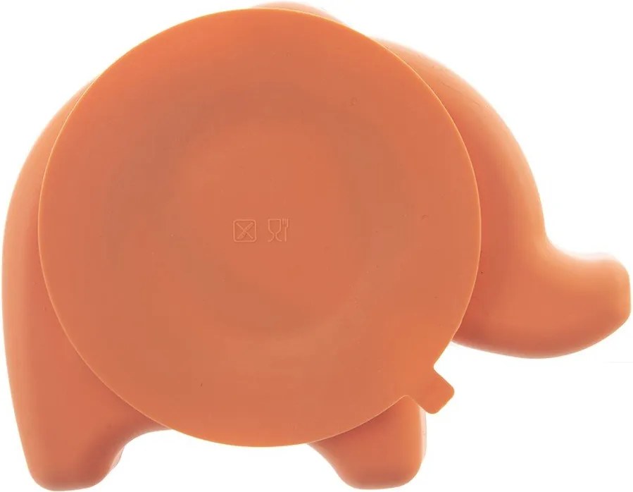 Pomarańczowy silikonowy talerz dla dzieci 18x23 cm Elephant – Orion