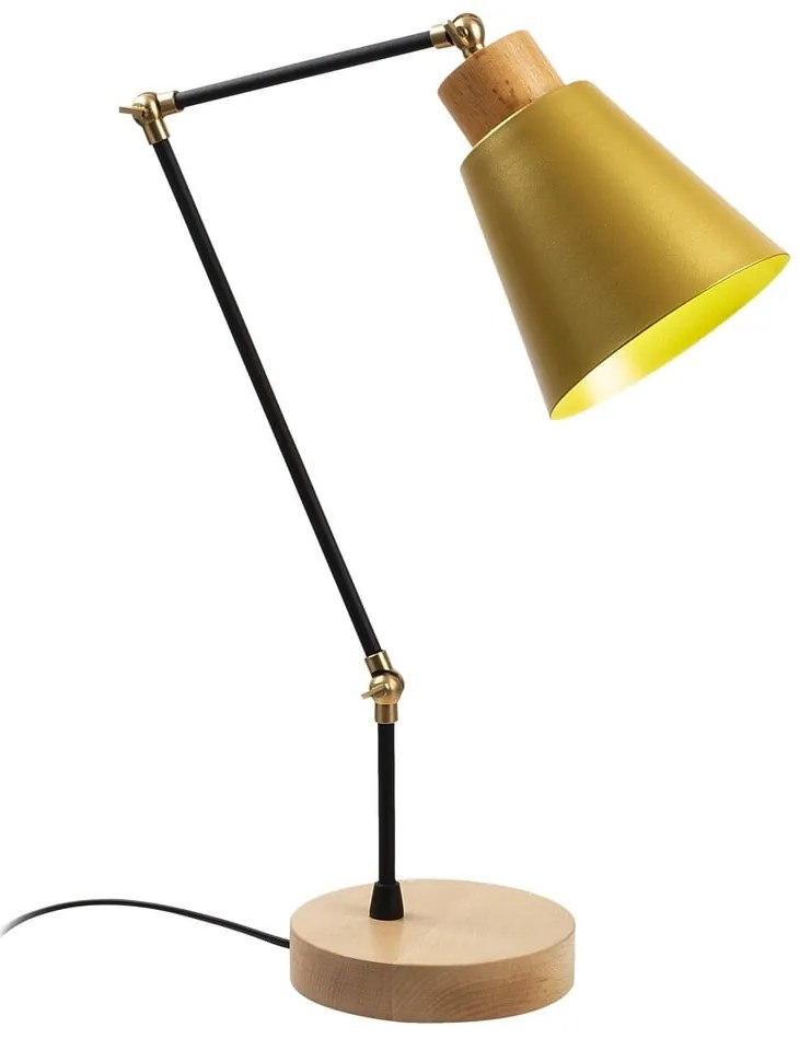 Żółta/w naturalnym kolorze lampa stołowa z metalowym kloszem (wysokość 52 cm) Manavgat – Opviq lights