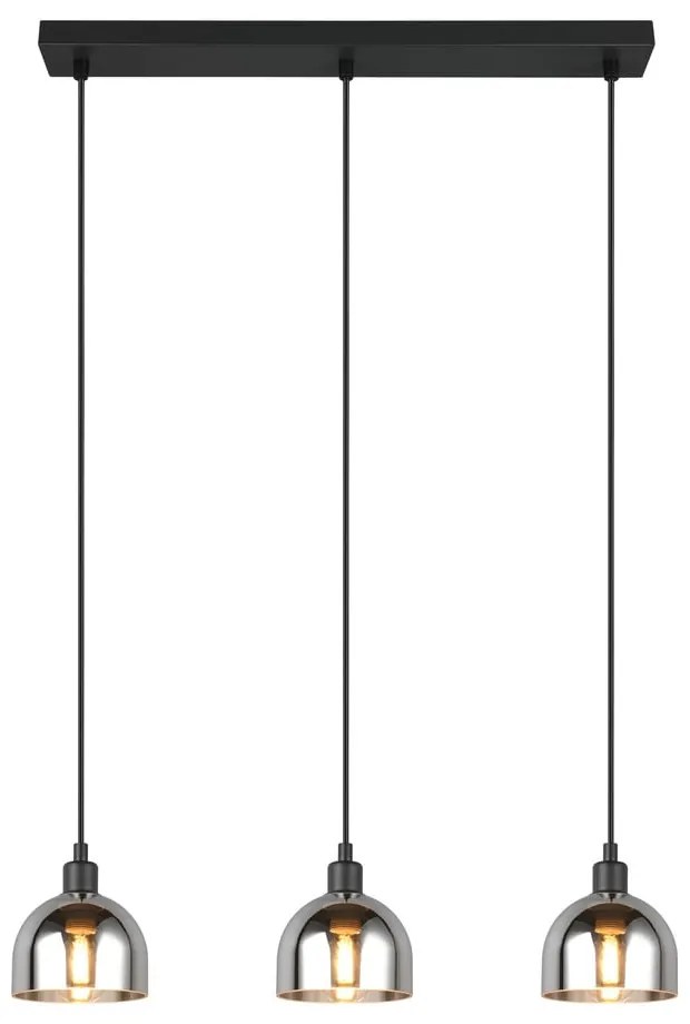 Lampa wisząca w czarno-srebrnym kolorze ze szklanym kloszem Molly – Reality