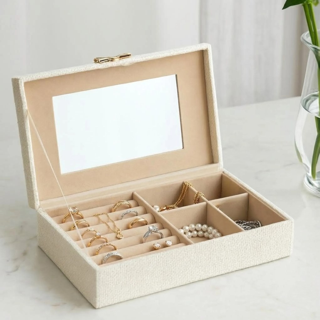 Szkatułka na biżuterię z kokardą, 25 x 7,5 x 15,5 cm