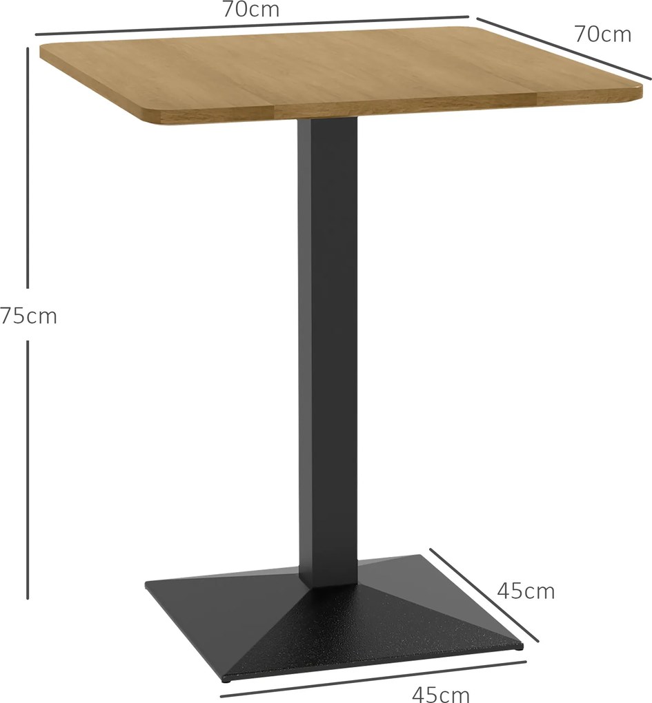 HOMCOM Stół jadalniany Kwadratowy stół kuchenny dla 2 osób z blatem w optyce drewna stalową podstawą 70 x 70 x 75 cm Ciemnobrązowy | Aosom PL