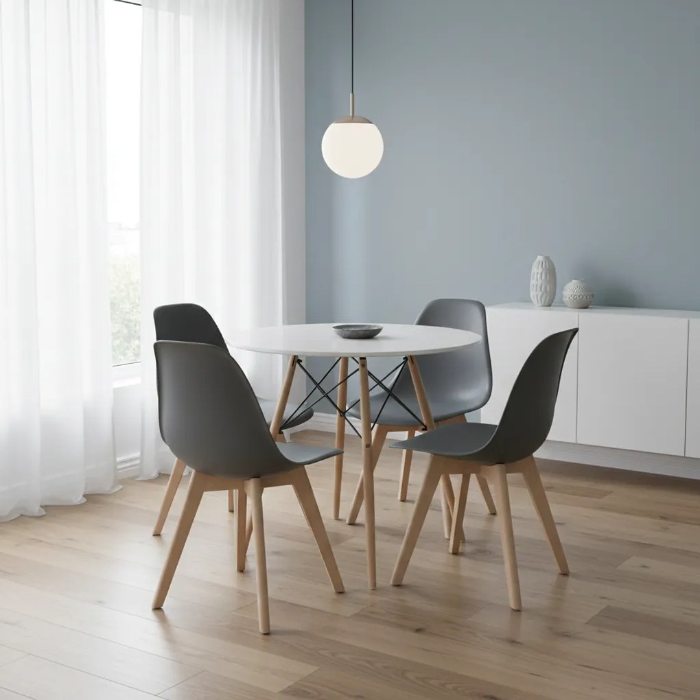 Ciemnoszare krzesło KITO z bukowymi nogami