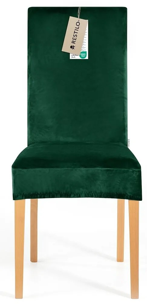 Restilo Pokrowiec na krzesło Sento ciemnozielony, 48 x 48 x 58 + 10 cm, zestaw 4 szt.
