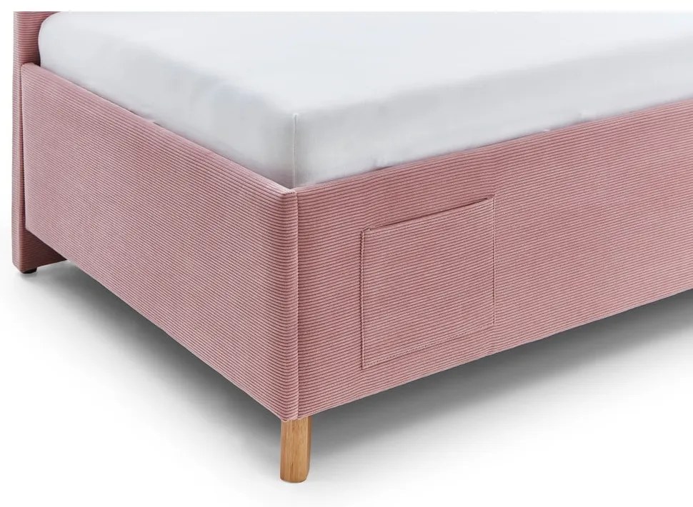 Różowe narożne łóżko dziecięce ze schowkiem 90x200 cm Cool – Meise Möbel