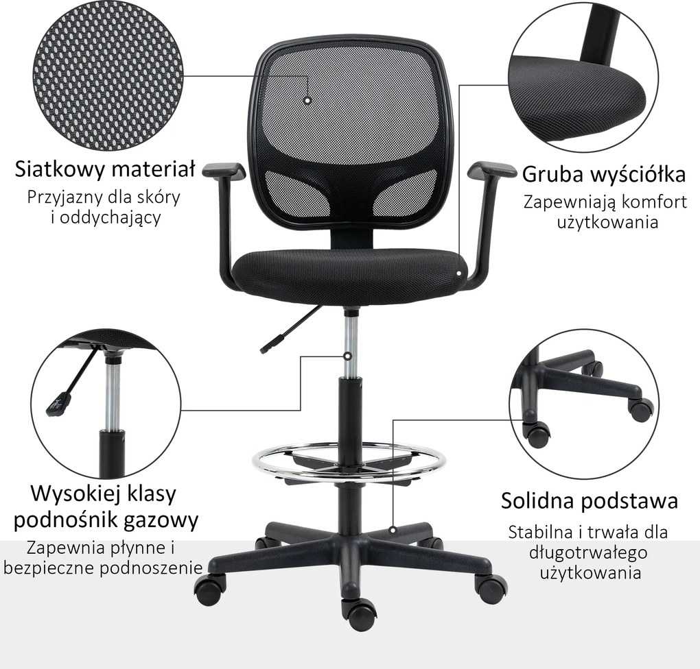 Vinsetto Krzesło Biurowe Obrotowe z Regulacją Wysokości Krzesło Gamingowe Fotel Biurowy | Aosom PL