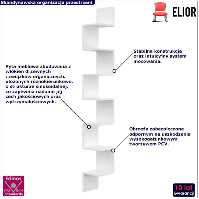 Biała Narożna Półka Na Książki C6-K57