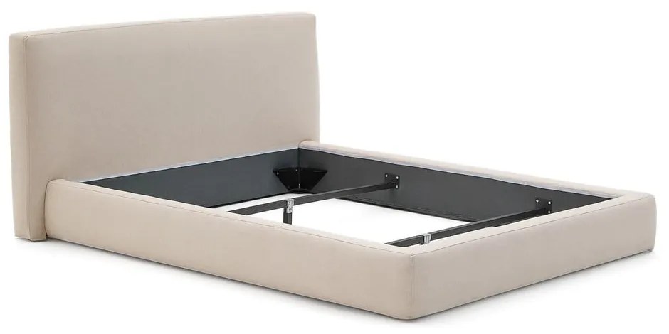 Beżowe tapicerowane łóżko dwuosobowe bez stelaża 160x200 cm Blok – Kave Home