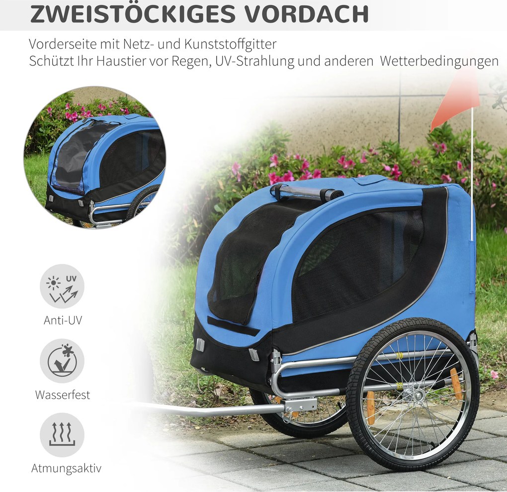 PawHut przyczepka rowerowa dla psa jazda rowerem z psem przyczepa kolor niebieski + czarny