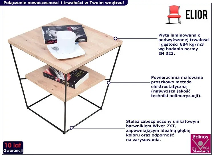 Loftowy stolik kawowy z półką dąb artisan - Arakin 4X