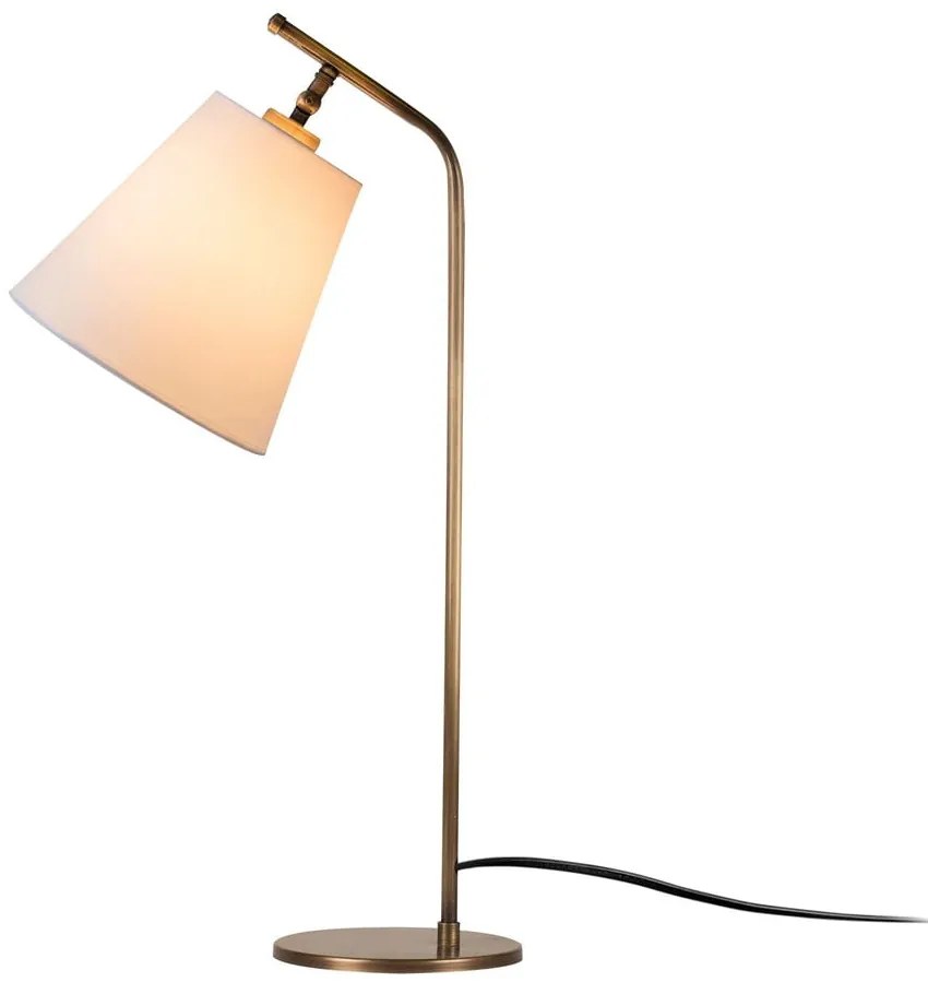 Biała/w kolorze brązu lampa stołowa z tekstylnym kloszem (wysokość 67 cm) Salihini – Opviq lights