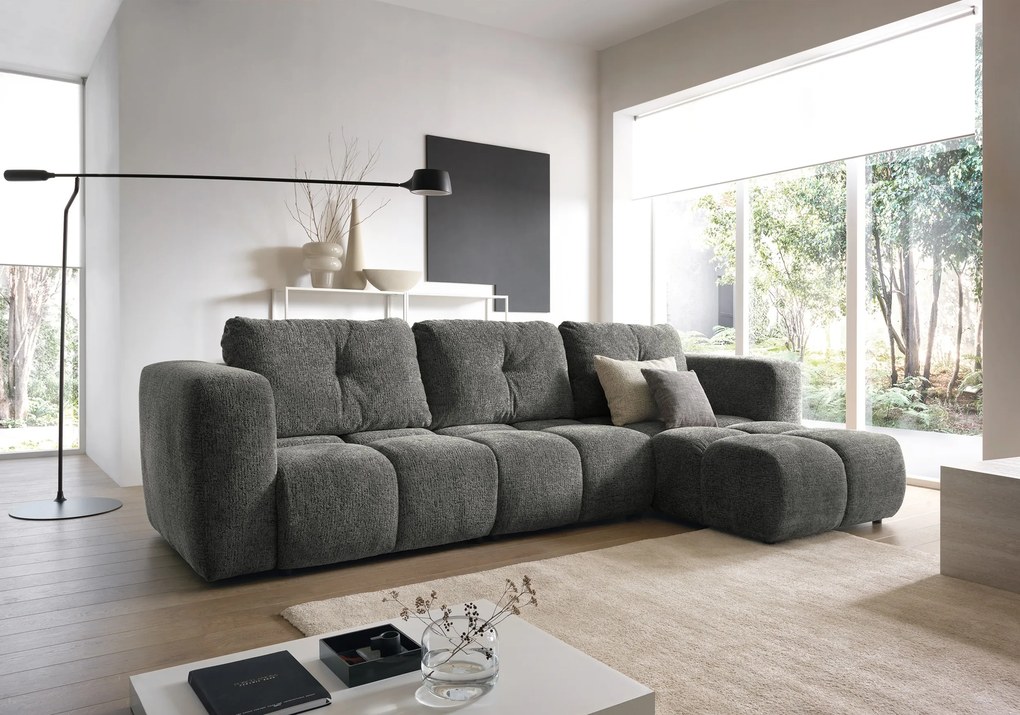 Masseno Narożnik ARTE z funkcją spania i pojemnikiem na pościel Narozniki L, Rozkładana sofa - Szary, BELLO 20