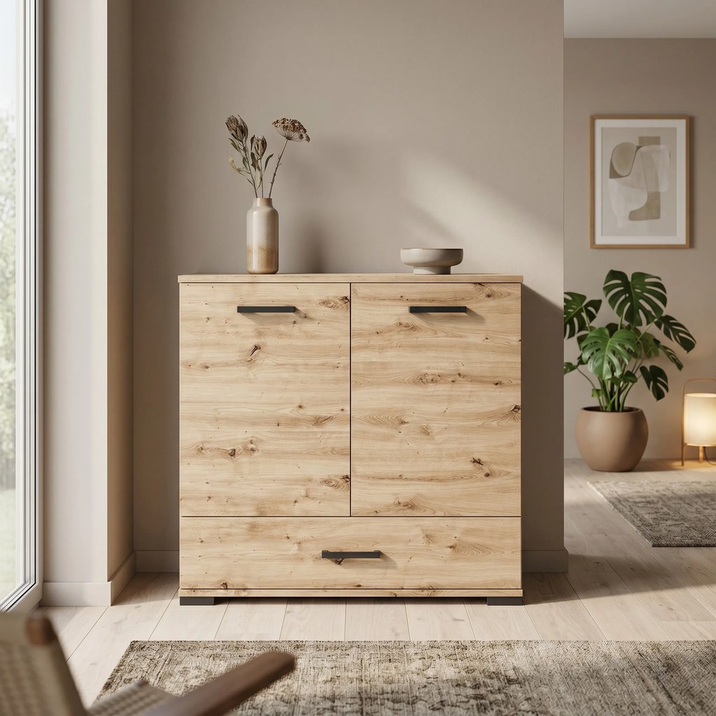 Komoda ALBANO 90 cm do Salonu Sypialni z Szufladą Dąb artisan