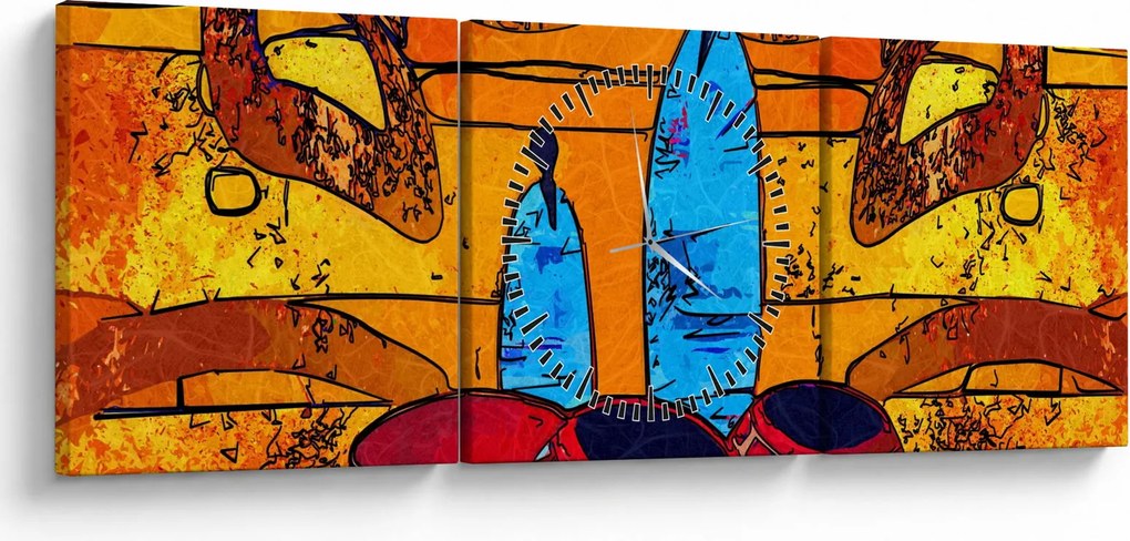 Obraz - Malarstwo starożytne (z zegarem) (90x30 cm)