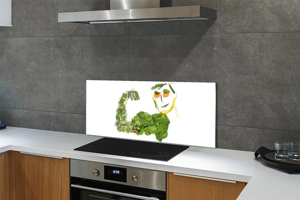 Szkło do Kuchni na Ścianę Postać ułożona z Warzyw