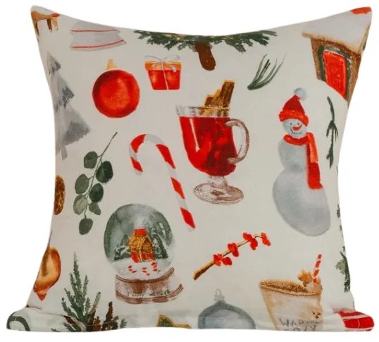 Poszewka na poduszkę z mikrofibry FESTIVE MAGIC 45x45 cm, biały