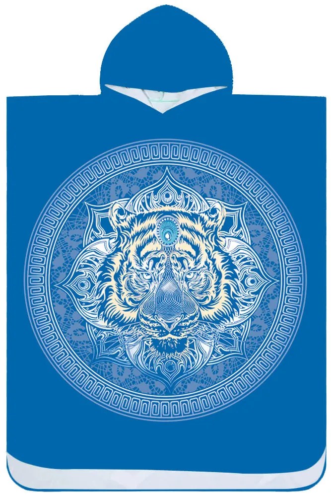 Zestaw plażowy TIGER – ręcznik plażowy 100×180 cm i ponczo 80×145 cm, niebieski