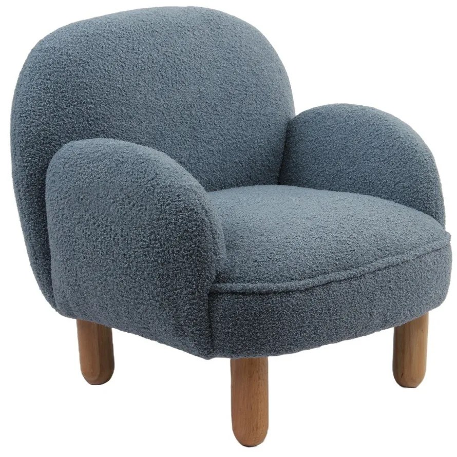 Niebieski fotel dziecięcy z materiału bouclé Rocky – Vipack