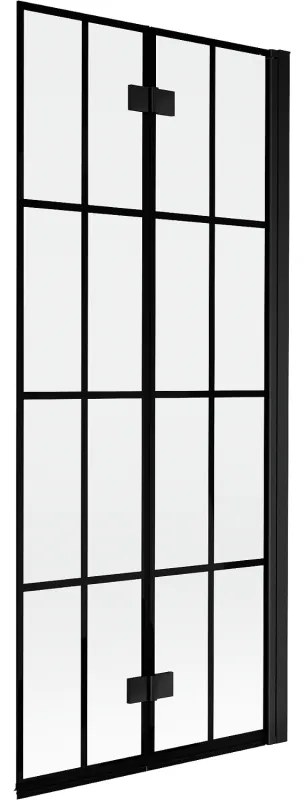 Mexen Mist parawan nawannowy 2-skrzydłowy prawy 80 x 150 cm, czarna kratka, czarny - 8A9-080-002-70-77-P