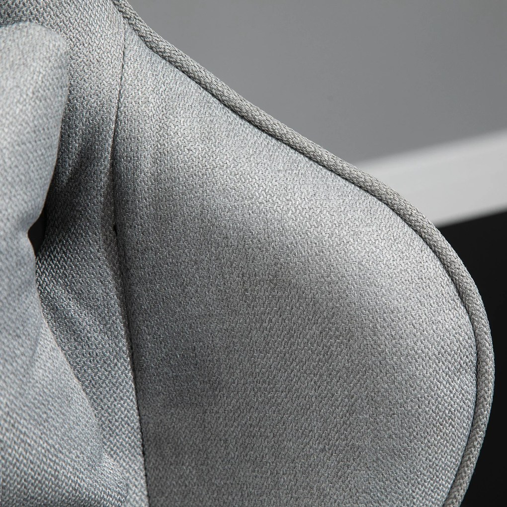 Vinsetto Fotel biurowy z regulowaną poduszką pod plecy ergonomiczny tkanina lniana szary | Aosom PL
