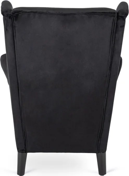 Fotel Uszak Wypoczynkowy KLARIS 2 Czarny Welurowy do Salonu Nowoczesny Loft
