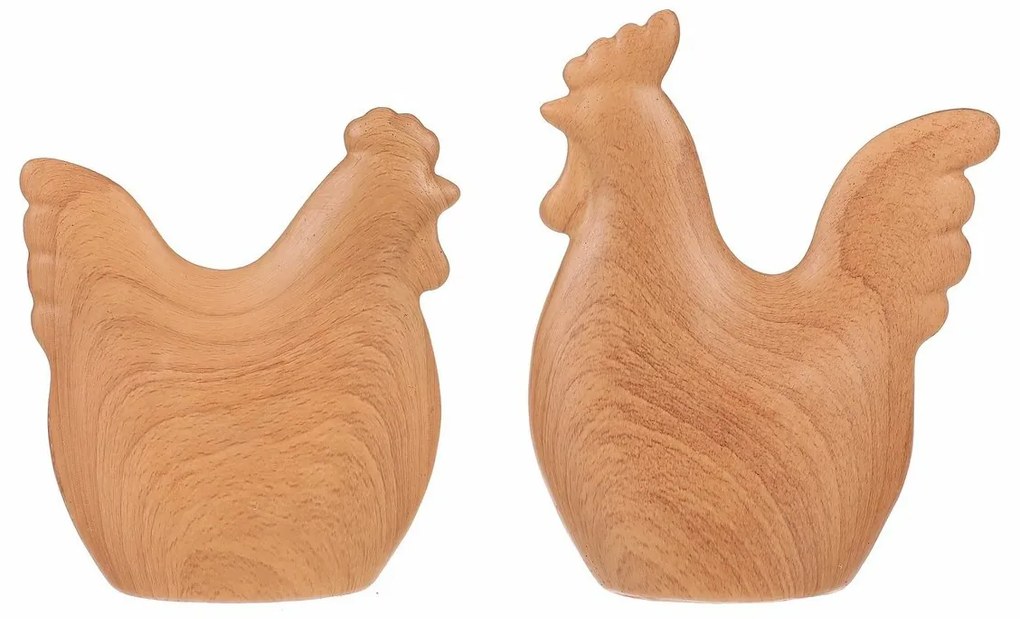 Dekoracje wielkanocne Kura i kogut, 12 x 3 x 14cm, zestaw 2 sztuki, żywica poliestrowa