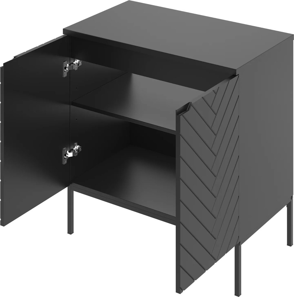 Szafka z umywalką nablatową Aspen 08 czarna, 80 cm - zestaw 2