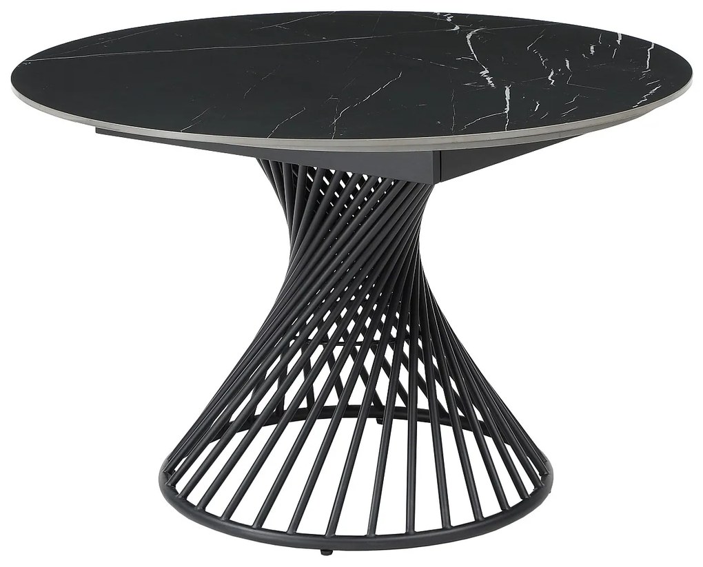 Stół do jadalni rozkładany dla 4 do 8 osób z ceramiki i metalu - Efekt czarnego marmuru - CASTINA