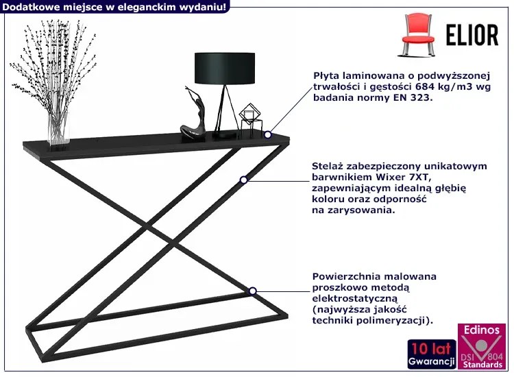 Czarna konsola w stylu loft - Logan 4X