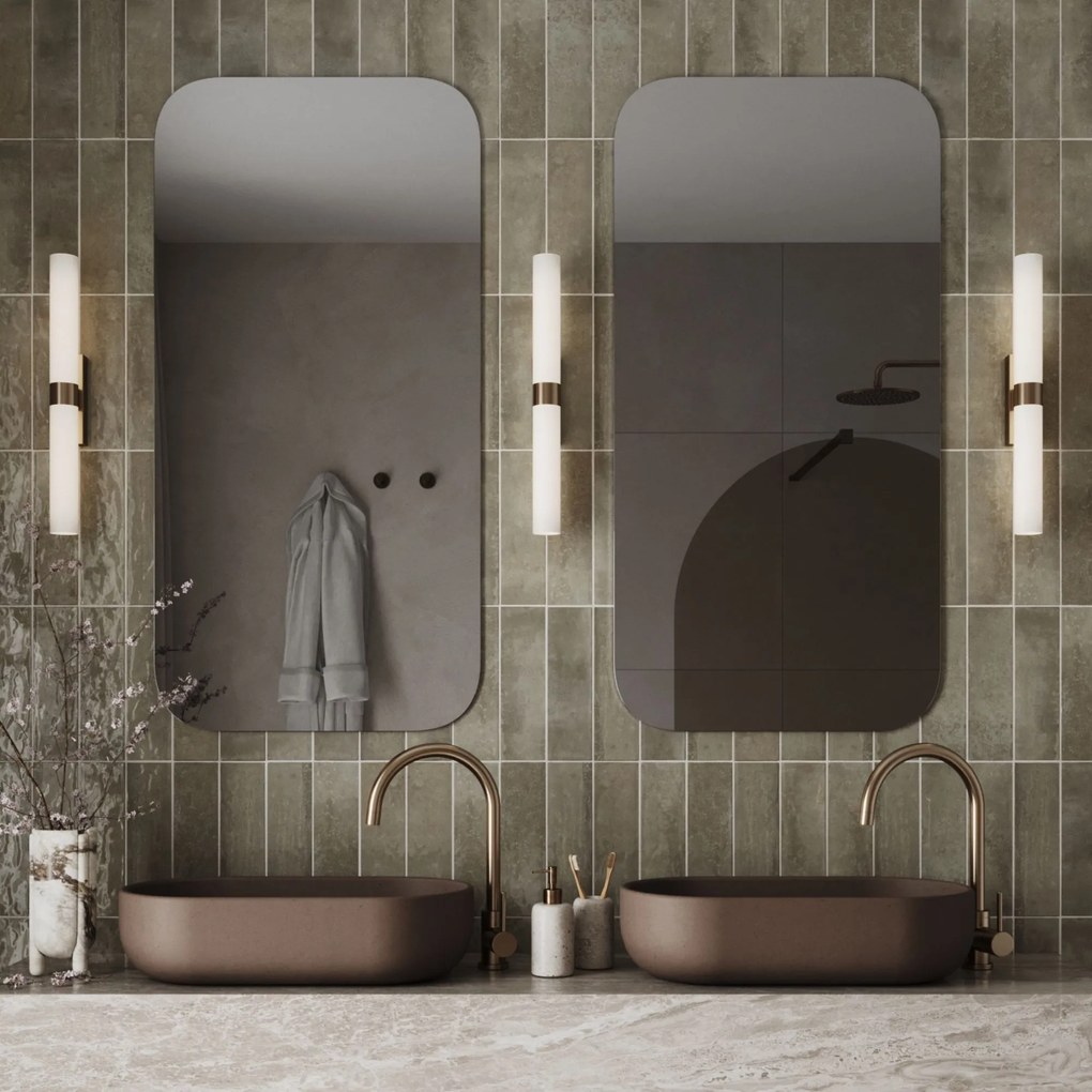 Lustro prostokątne bez ramy oszlifowane obracalne bez podświetlenia ROUND | Różne rozmiary | Różne kolory szkła : Kolor tafli szkła - Grafit, Rozmiar - 90 x 180 cm