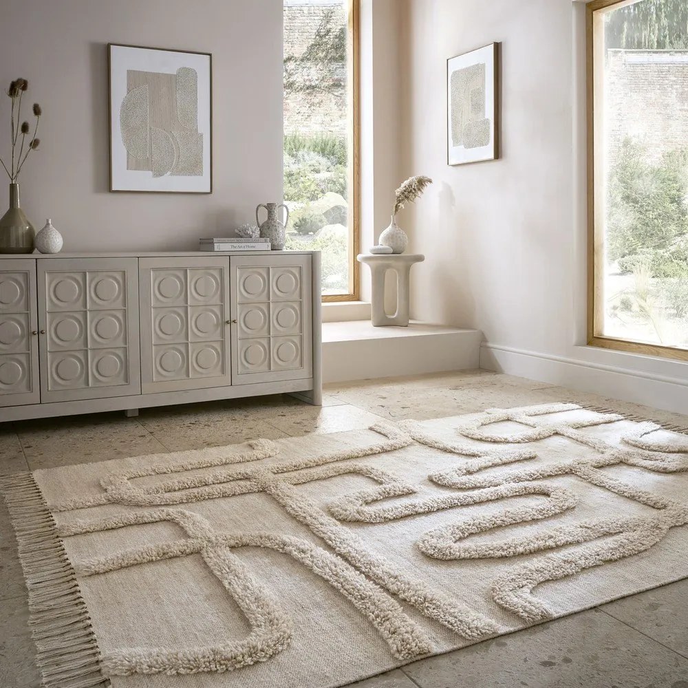 Beżowy wełniany dywan tkany ręcznie 200x290 cm Loma – Flair Rugs