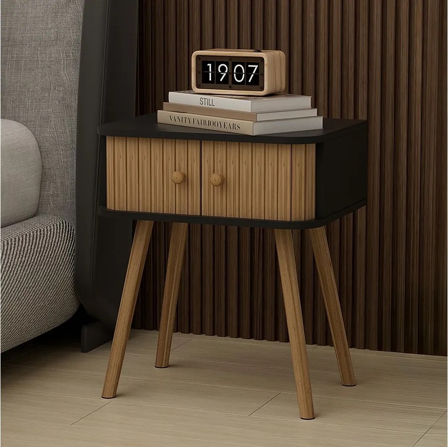 Stolik nocny antracyt/bambus 40x30x47 germo