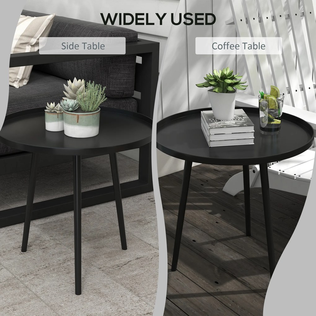 Outsunny Stolik pomocniczy, kawowy, ogrodowy, tarasowy, do ogrodu, ze stali, czarny