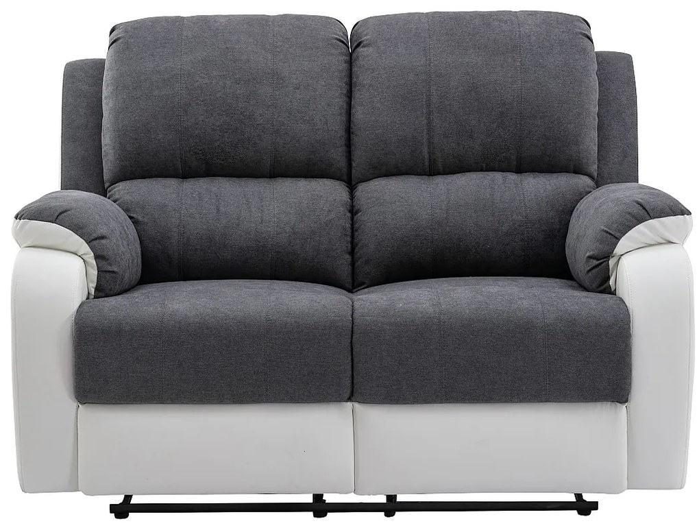 Kanapa 2-osobowa z funkcją relax z mikrofibry i ekoskóry Kolor szary i biały BRODY