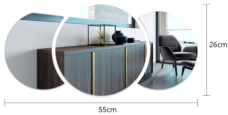 Naklejka na ścianę 26x26 cm Half-moon Mirror – Ambiance
