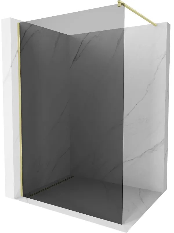 Mexen Kioto ścianka prysznicowa Walk-in 130 x 200 cm, grafit 8 mm, złota szczotkowana - 800-130-101-55-40