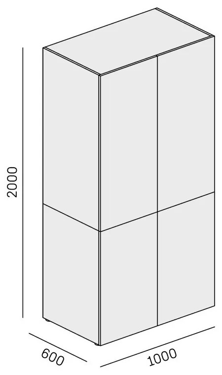 PLAN Szafka kuchenna NIKA 1000 x 600 x 2000 mm, dąb naturalny