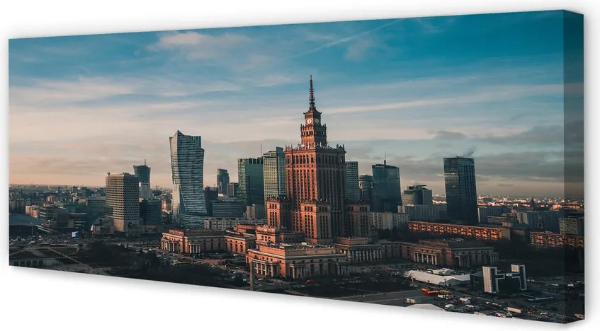 Zdjęcie na płótnie Wieżowce Warszawy o Wschodzie Słońca