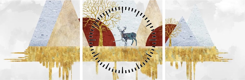 Obraz - Wystrój (z zegarem) (90x30 cm)