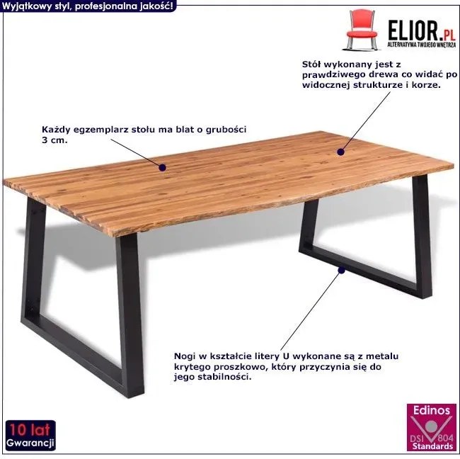 Jadalniany stół z akacji– brązowy S6-K81